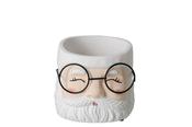 Medium White &amp; Ecru Cement Plant Pot image