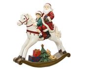 Rocking Horse Figure with Santa and Boy 34.6 cm Polyresin Red