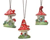 Mushroom Ornament Polyresin Red Mushroom 4.2 cm – 3 Assorted Designs image