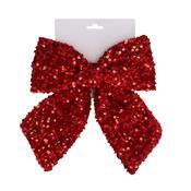 Red Sequin Christmas Bow – 28 cm image