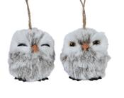 Polyester Christmas Decoration Grey Owl 6 cm – 2 Assorted Designs image
