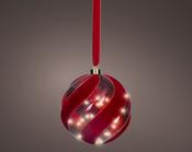 Battery Operated Micro LED Hanging Decoration Light - Red Round Shape Warm White 19cm image