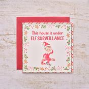 Elf Under Surveillance Christmas Greeting Card image