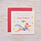 Christmas Dog Walker Greeting Card image