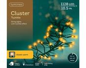 1128 LED Lumineo Cluster Twinkle Classic Warm White Christmas Lights 10.5 Meters Green Cable image