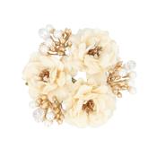 Cream &amp; Gold Mini Rose Christmas Candle Ring