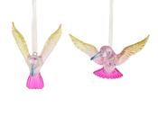 Acrylic Christmas Decoration Transparent Multicolour Bird 8.8 cm – 2 Assorted Designs image