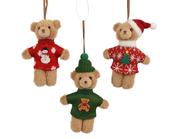 Polyester Christmas Decoration Brown Bear 12 cm – 3 Assorted Designs image