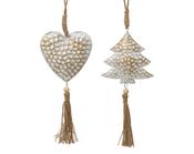 Hanging Decoration Iron Silver Heart and Tree 33 cm – 2 Assorted Designs image