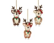 Hanging Decoration Wool Deer 15 cm – 3 Assorted Colours image