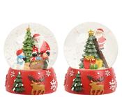 Snow Globe Santa with Christmas Tree 12.5 cm Red – 2 Assorted Designs image