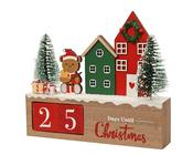Advent Calendar MDF House Scene with Bear and Trees 18 cm image