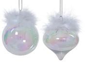 Transparent Iridescent Polystyrene Christmas Bauble – 8 cm – 2 Assorted Designs image