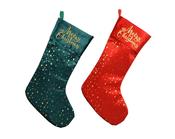 Christmas Stocking Velvet 54 cm with Gold Foil Stars Colours – 2 Assorted Colours image