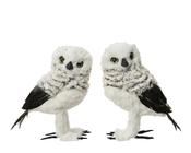 Owl Figure 16 cm Grey with Goose Feathers – 2 Assorted Designs