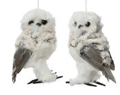 Hanging Ornament Artificial Fur Grey Owl 13 cm – 2 Assorted Designs image