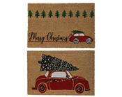 Coir Christmas Doormat 60 × 40 cm Car with Tree Outdoor – 2 Assorted Designs image