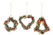 Acrylic Bell Christmas Hangers - Star, Heart &amp; Tree - 3 Assorted Designs