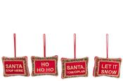 Red &amp; Gold Christmas Quote Hangers - 4 Assorted Designs image