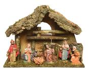 Nativity House with 8 Poly Figures 38 × 18 × 29 cm image