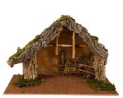Christmas Nativity Crib with Moss, Bark &amp; Straw - 58x28x38 cm image