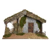 Christmas Nativity Crib with Moss, Bark &amp; Straw (63cm x 30cm x 40cm) image