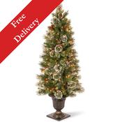 5 Foot Wintry Pine Pre-Lit Artificial Christmas Tree With 100 Warm White Lights &amp; Frosted Tips image