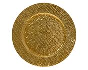 Round Deco Plate Gold 33 cm Hammered Finish image