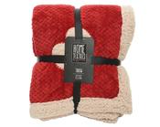 Throw Red 130 × 150 cm Diamond Flannel with Sherpa Backing image