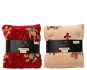 Throw Bear Design Flannel 130 × 170 cm – 2 Assorted Colours image