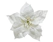 Poinsettia Clip White 24 cm with Glitter Edge