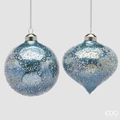 Blue Micro-Bubble Bauble &amp; Spinning Top Decorations 10 cm - 2 Assorted Designs