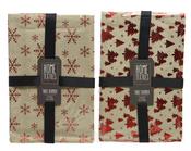 Table Runner 32 × 150 cm Red Foil Snowflake/Tree Polyester Cotton – 2 Assorted Designs image
