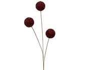 Deco Spray with 3 Maroon Tinsel Glitter Balls 70 cm image