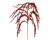 Christmas Red Fruit &amp; Leaf Spray 75 cm with Silver Mirror Glitter image