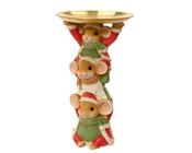 Presentation Plate 3 Mice Polyresin 28.5 cm Green/Red image