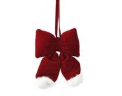 Velvet Bow Oxblood 26 cm with White Faux Fur Trim
