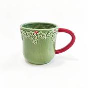 Embossed Christmas Holly Stoneware Mug image