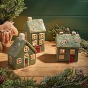 Stoneware Christmas House Candle Holder image