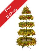 7 Foot Pre-Lit Christmas Tree With Display Shelves