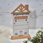 Christmas Rules House-Shaped Wooden Plaque image