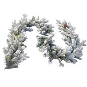9 Foot Pre-Lit Misty Mountain Artificial Christmas Garland with Pine Cones - 50 Warm White LEDs image