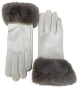 Bettina Faux Suede &amp; Faux Fur Gloves - Cream image