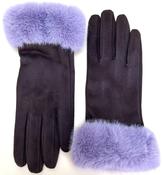 Bettina Faux Suede &amp; Faux Fur Gloves - Damson image