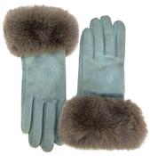Bettina Faux Suede &amp; Faux Fur Gloves - Ice image