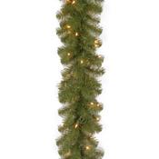100 Foot Pre-Lit Covington Pine Artificial Christmas Garland - 400 Warm White LEDs image