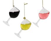 Glass Christmas Decoration Wine Glass 5.2 cm – 3 Assorted Colours image