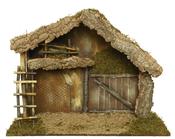 Wooden Nativity Crib 79 × 40 × 62 cm with Bark, Moss and Ladder image