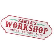 Santa's Workshop White Christmas Metal Sign image