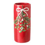 Red Ceramic Mistletoe Christmas Pot image